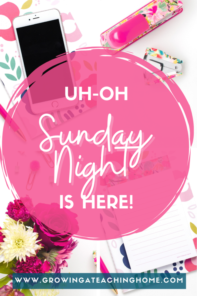 Text says, "Uh-Oh Sunday Night is Here!" because teacher time management in the classroom can crush the "Sunday Night Scaries."