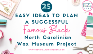 Text says 25 easy ideas to plan a successful famous black north carolinian wax museum project